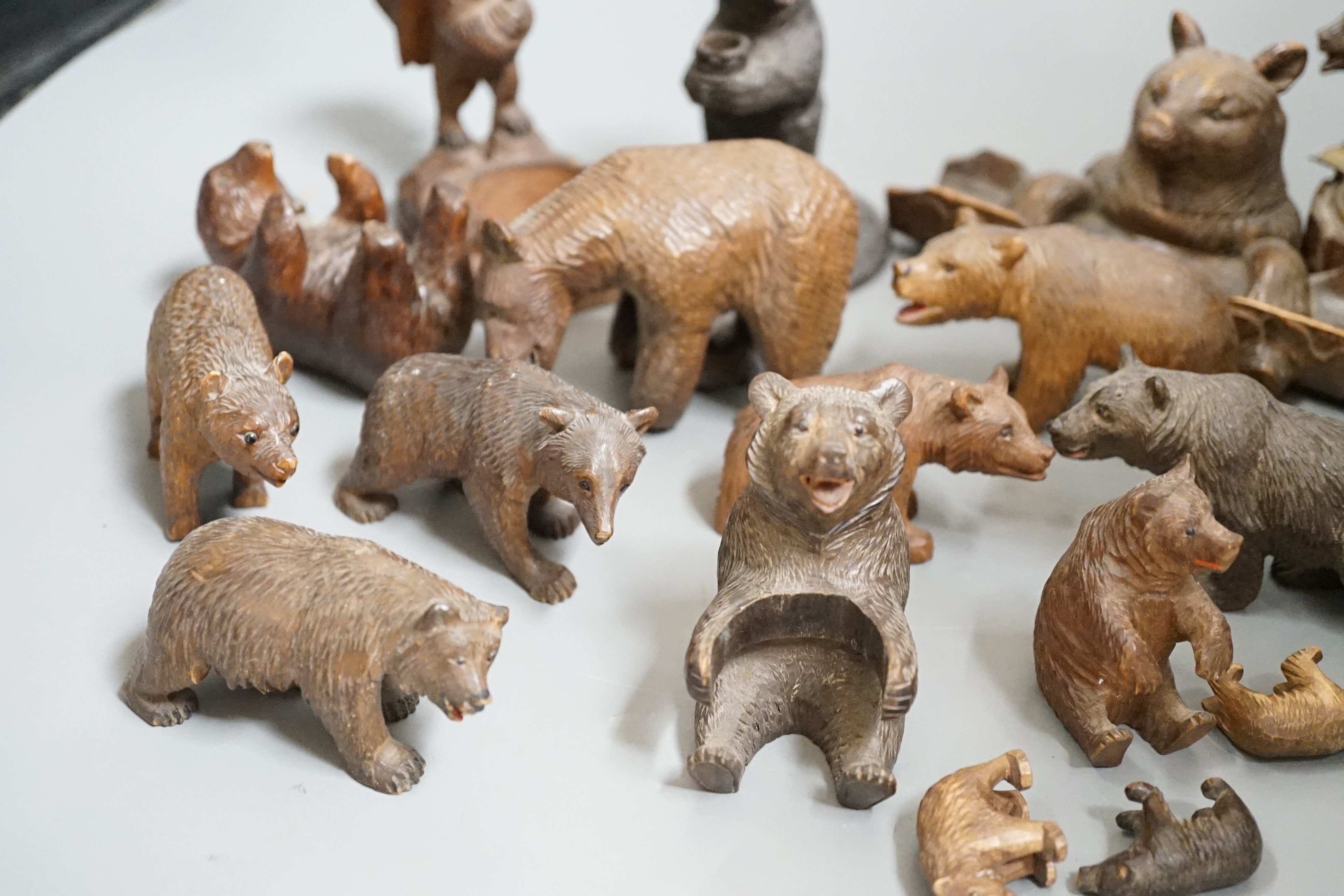 A collection of Black Forest bear carvings